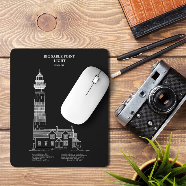 Alfombrilla De Ratón Faro de Big Sable Point - Michigan – PD (Big Sable Point Lighthouse - Michigan – PD. Mouse Pad)