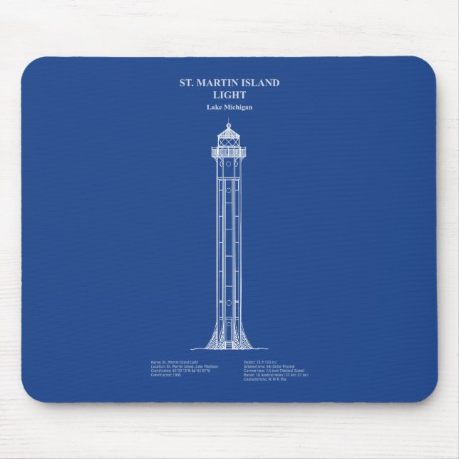 Alfombrilla De Ratón Faro de la isla St. Martin - Michigan - AD (Frente)