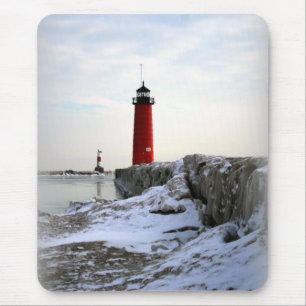 Alfombrilla De Ratón Faro de Pierhead, Kenosha Wisconsin