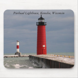 Alfombrilla De Ratón Faro de Pierhead, Kenosha, Wisconsin