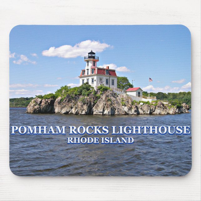 Alfombrilla De Ratón Faro de Pomham Rocks, Isla Rhode Mousepad (Frente)