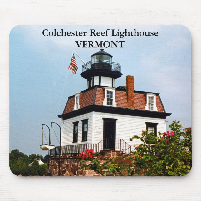 Alfombrilla De Ratón Faro del Arrecife de Colchester, Vermont Mousepad (Frente)