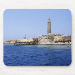 Alfombrilla De Ratón Faro en las Islas Brother, Mar Rojo, Egipto