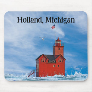 Alfombrilla De Ratón Faro "Gran Rojo" de Michigan