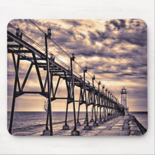 Alfombrilla De Ratón Faro y muelle de Grand Haven, Grand Haven