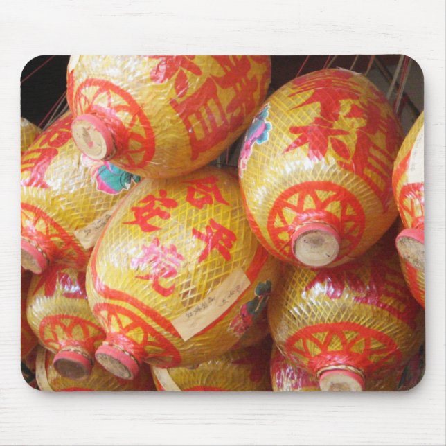 Alfombrilla De Ratón Faroles de papel chinos con suerte (Frente)