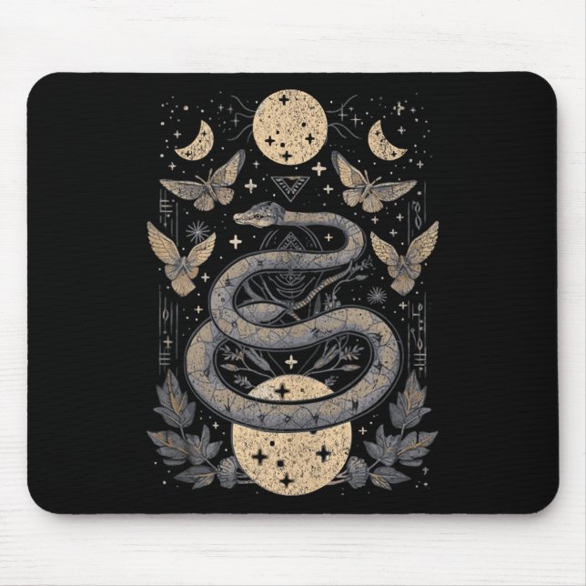 Alfombrilla De Ratón Fases de la luna de serpiente celestial de Wiccan (Frente)