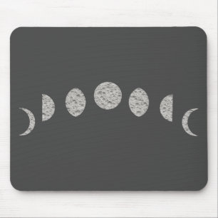 Alfombrilla De Ratón Fases Lunares Modernas Mínimas Blanco Negro Gris