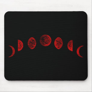 Alfombrilla De Ratón Fases negras y rojas de la luna gótica