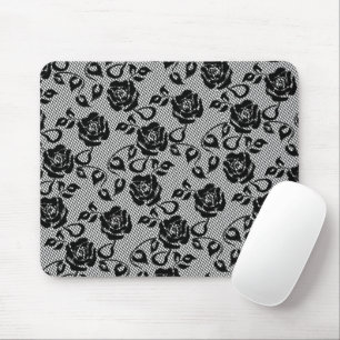Alfombrilla De Ratón Faux Black Lace Rosa Fishnet Mouse Pad