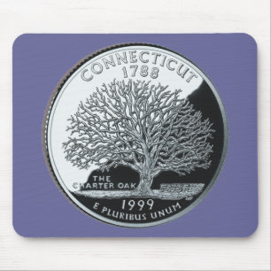 Alfombrilla De Ratón Faux Connecticut State Quarter Charter Oak Tree
