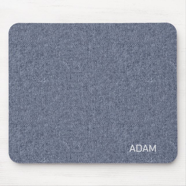 Alfombrilla De Ratón Faux Denim Texy Marina Azul Mousepad (Frente)