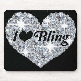 Alfombrilla De Ratón Faux diamond heart 'i love bling' mouse mat