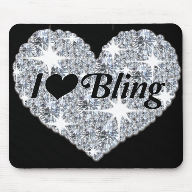 Alfombrilla De Ratón Faux diamond heart 'i love bling' mouse mat (Frente)