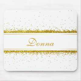 Alfombrilla De Ratón Faux Gold Purpurina Confetti Name - Mousepad