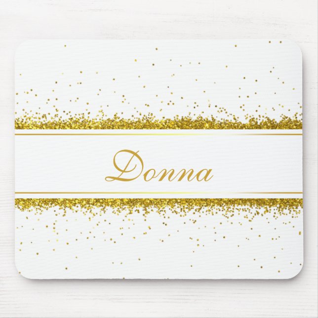 Alfombrilla De Ratón Faux Gold Purpurina Confetti Name - Mousepad (Frente)