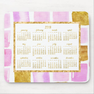 Alfombrilla De Ratón Faux Gold Yearly 2019 Calendar Mouse Pads Pink