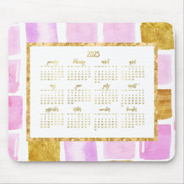 Alfombrilla De Ratón Faux Gold YEarly 2025 Calendario Pads Pads Pink