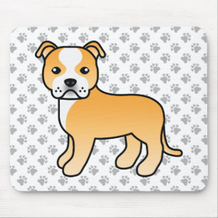 Alfombrilla De Ratón Fawn Y Staffie Blanco Cute Cartoon Perro & Paws