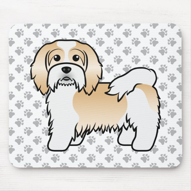 Alfombrilla De Ratón Fawn Y White Havanese Cute Cartog Dog (Frente)