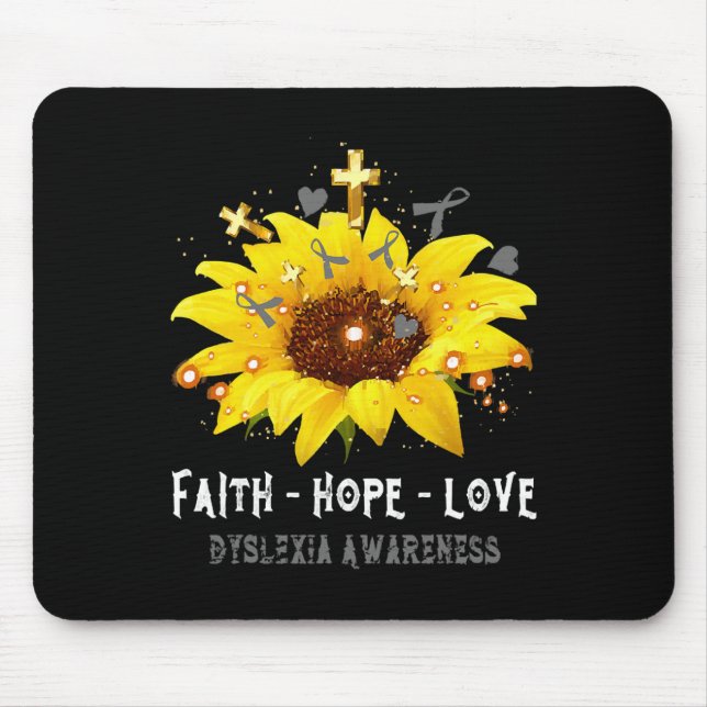 Alfombrilla De Ratón Fe del girasol Esperanza Amor Dislexia Conciencia  (Frente)
