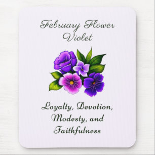 Alfombrilla De Ratón Febrero Mes de Nacimiento Flor Violeta Delicada Fl