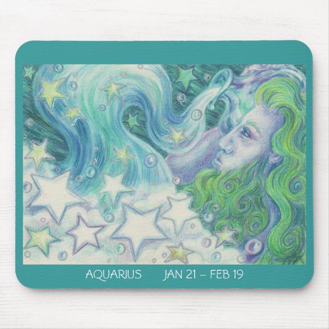 Alfombrilla De Ratón Fechas de la mousepad de Zodiac Aquarius (Frente)