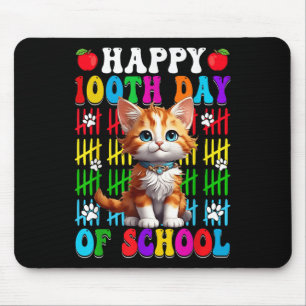 Alfombrilla De Ratón Felices 100 días de clase, gato 100 días más intel