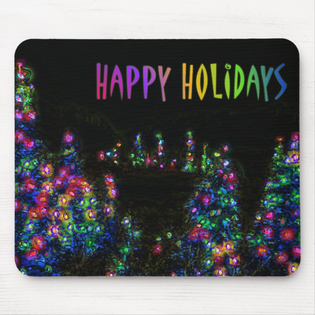 Alfombrilla De Ratón Felices Fiestas del Árbol Luces Mousepad (Frente)