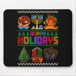Alfombrilla De Ratón Felices Fiestas Navidad Janucá Kwanzaa Feliz Navid