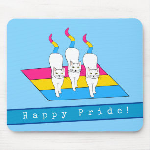 Alfombrilla De Ratón Felices Gatos De Orgullo Con Bandera Pansexual