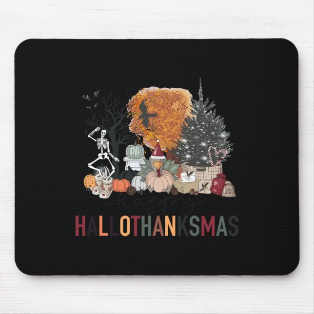 Alfombrilla De Ratón Felices Hallothanksmas Skeleton Navidades turcos H (Frente)