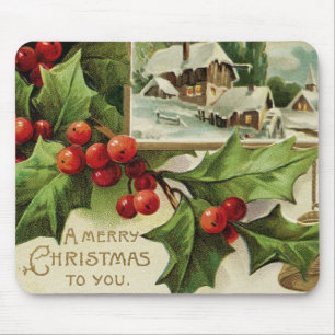 Alfombrilla De Ratón Felices Navidad a usted acebo Mousepad