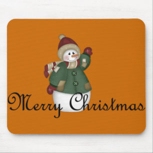 Alfombrilla De Ratón Felices Navidad Mousepad vestido muñeco de nieve