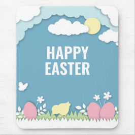Alfombrilla De Ratón Felices pollitas de Pascua y huevos en la naturale