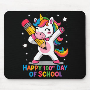 Alfombrilla De Ratón Feliz 100º día de escuela linda mujer unicornio ar