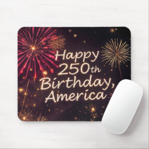 Alfombrilla De Ratón Feliz 250 cumpleaños América con fuegos artificial