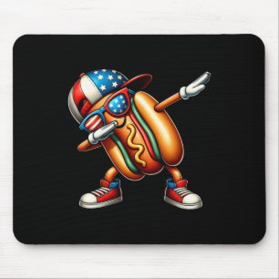Alfombrilla De Ratón Feliz 4 de julio Dabbing Hot Dog Divertido Usa Chi