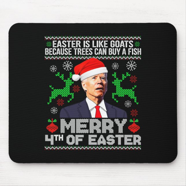 Alfombrilla De Ratón Feliz 4 De Pascua Navidades Graciosos Suéter Feo M (Frente)
