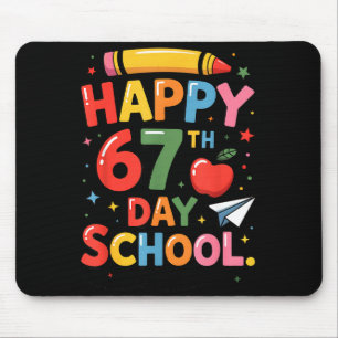 Alfombrilla De Ratón Feliz 67º día de escuela - Sobreviví 67 días de