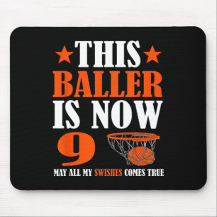 Alfombrilla De Ratón Feliz 9° cumpleaños de Baloncesto