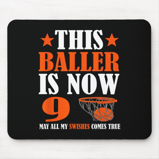 Alfombrilla De Ratón Feliz 9° cumpleaños de Baloncesto (Frente)