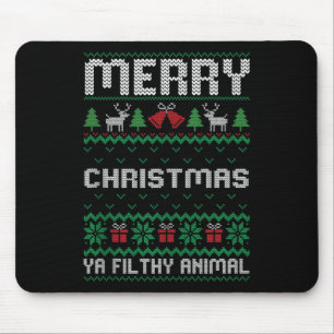 Alfombrilla De Ratón Feliz animal navideño ya feo familia navideña
