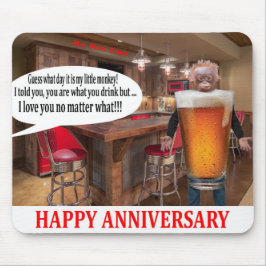 alfombrilla de ratón. Feliz aniversario. Cerveza o