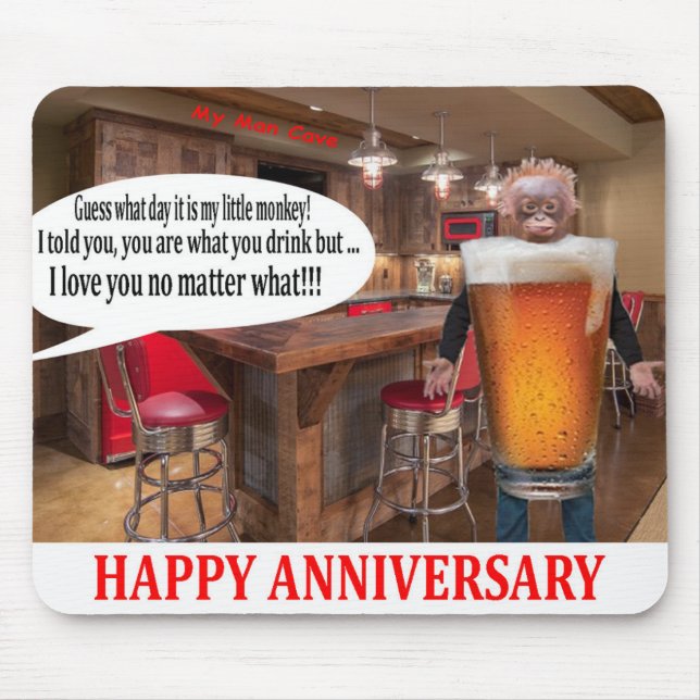 alfombrilla de ratón. Feliz aniversario. Cerveza o (Frente)