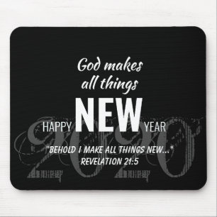 Alfombrilla De Ratón FELIZ AÑO NUEVO 2020 Scripture personalizada NEGRO