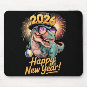 Alfombrilla De Ratón Feliz Año Nuevo 2026 Camiseta Divertida de Dinosau