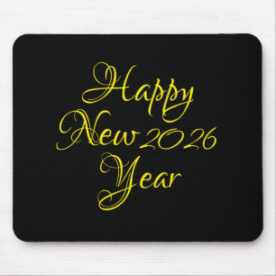 Alfombrilla De Ratón Feliz Año Nuevo 2026 Guión negro y amarillo
