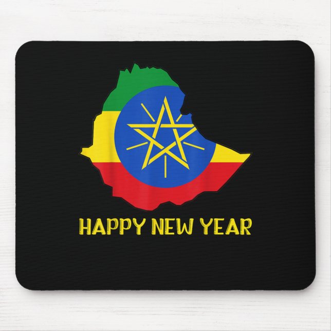 Alfombrilla De Ratón Feliz Año Nuevo Ethioano Bandera del Mapa Ethioano (Frente)