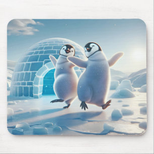 Alfombrilla De Ratón Feliz baile de los pingüinos